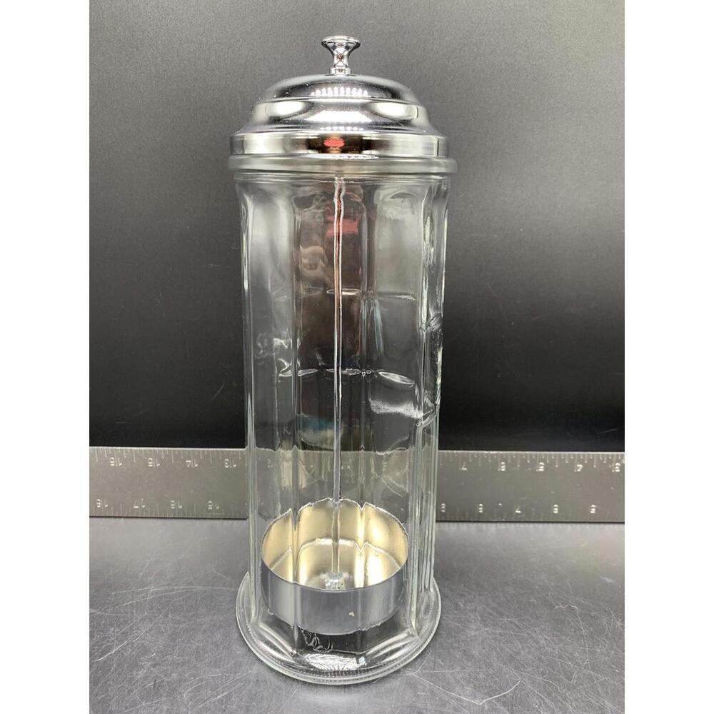 Gemco Vintage Glass Straw Dispenser or Barber Soda Fountain  11” X4 3/8” EUC